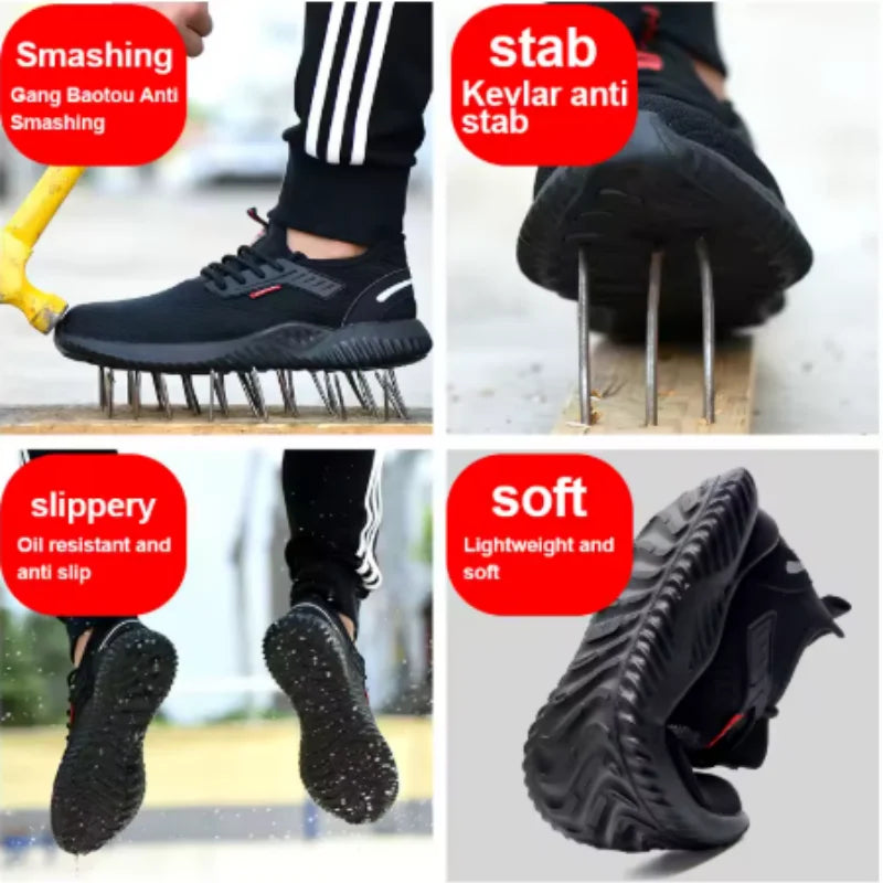 Men's safety shoes are characterized by steel toe protection, impact resistance, good breathability, durability and safety.