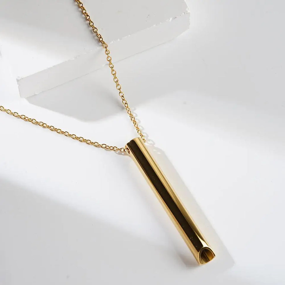 Stainless Steel Mindfulness Breathing Necklace for Women Men Relief Anxiety Pendant Stress Panic Attack Relief Meditation Tool