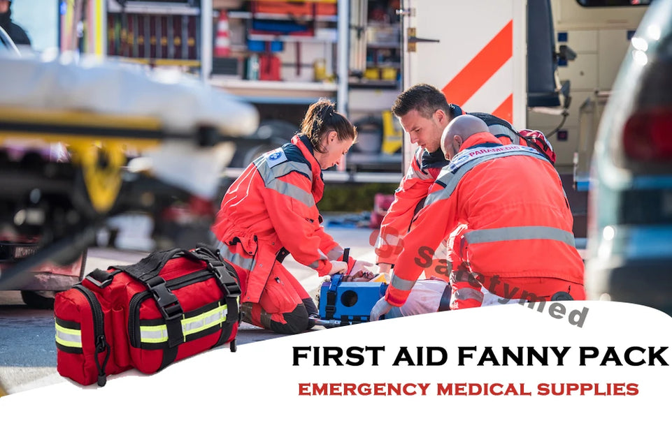SAFETYMED First Responder Paramedic First Aid Fanny trauma Emergency Red Bag Only