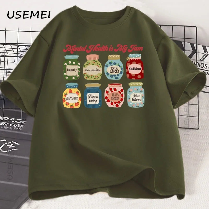 Mental Health T Shirt Men Women Psychologist T-Shirt School Psych Tshirt Casual Cotton Short Sleeve Graphic T Shirts Streetwear