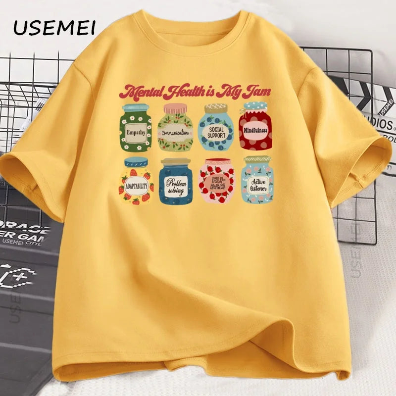 Mental Health T Shirt Men Women Psychologist T-Shirt School Psych Tshirt Casual Cotton Short Sleeve Graphic T Shirts Streetwear