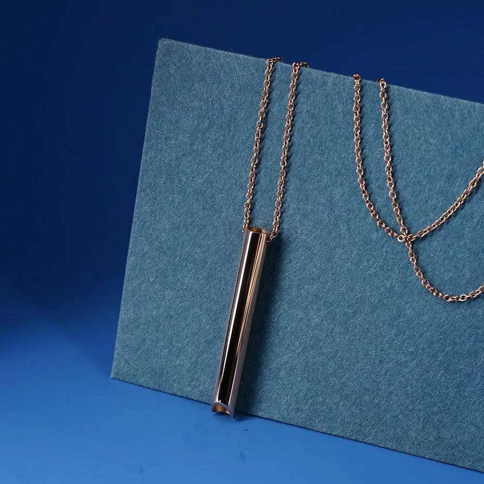 Stainless Steel Mindfulness Breathing Necklace for Women Men Relief Anxiety Pendant Stress Panic Attack Relief Meditation Tool