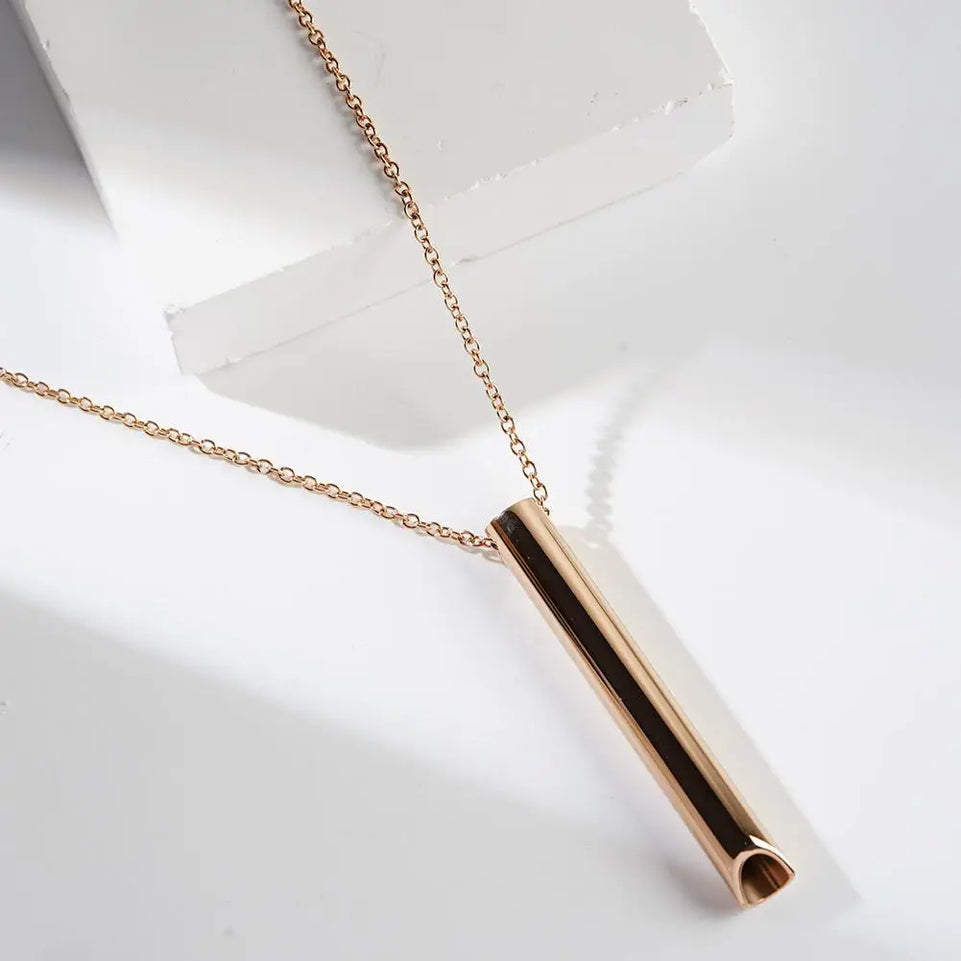 Stainless Steel Mindfulness Breathing Necklace for Women Men Relief Anxiety Pendant Stress Panic Attack Relief Meditation Tool