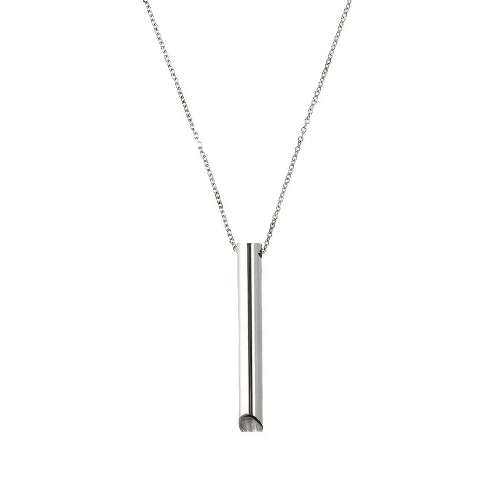 Stainless Steel Mindfulness Breathing Necklace for Women Men Relief Anxiety Pendant Stress Panic Attack Relief Meditation Tool