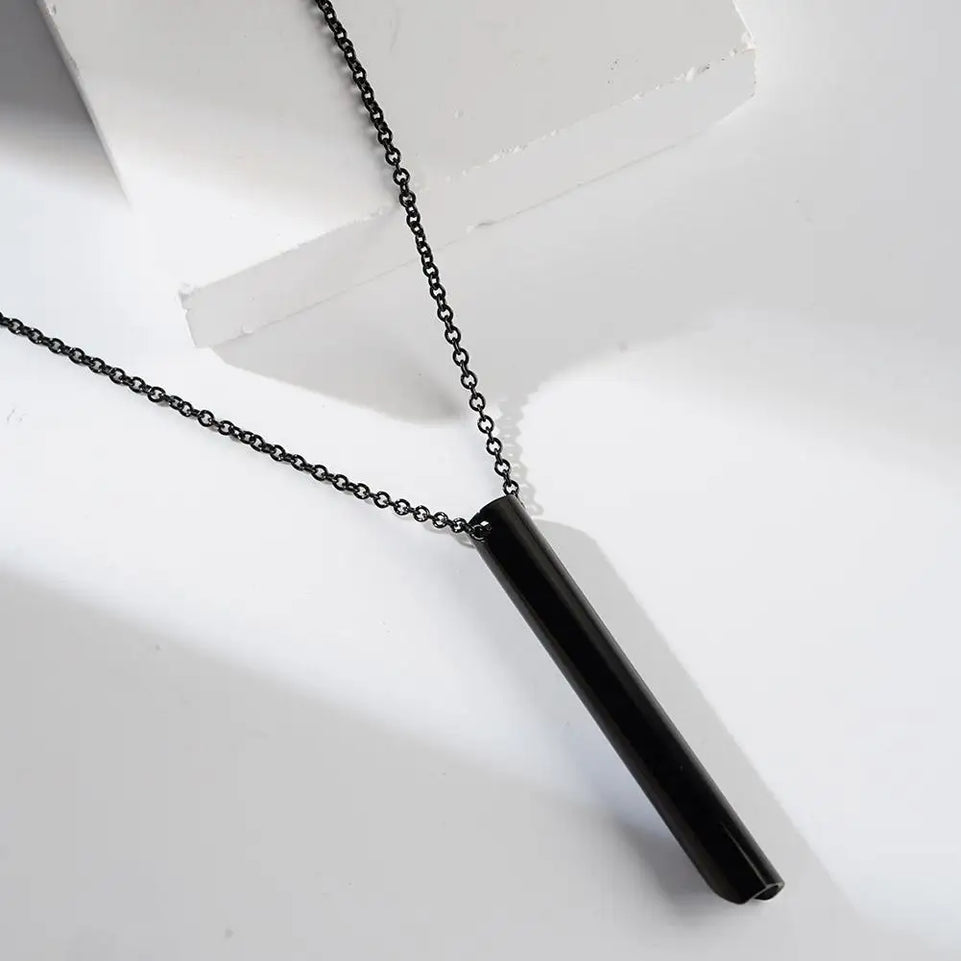 Stainless Steel Mindfulness Breathing Necklace for Women Men Relief Anxiety Pendant Stress Panic Attack Relief Meditation Tool