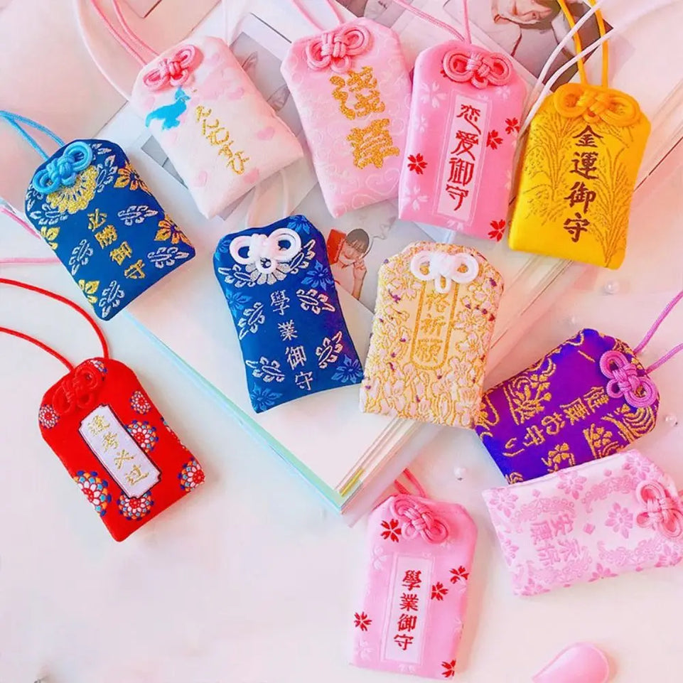1Pcs New Japanese Prayer Omamori Pray Fortune Beauty Health Safety Lucky Charms Wealth Bag Guard Pendant Keychain Couple Gift