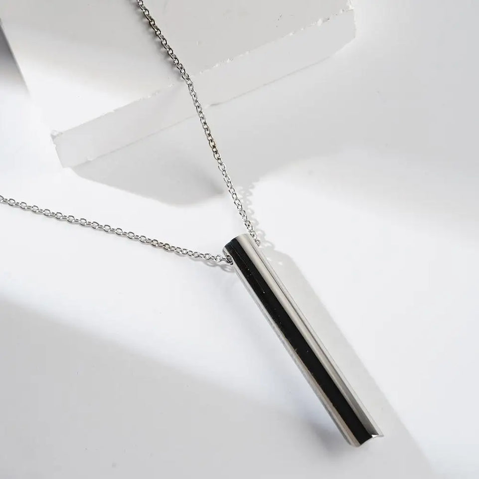 Stainless Steel Mindfulness Breathing Necklace for Women Men Relief Anxiety Pendant Stress Panic Attack Relief Meditation Tool