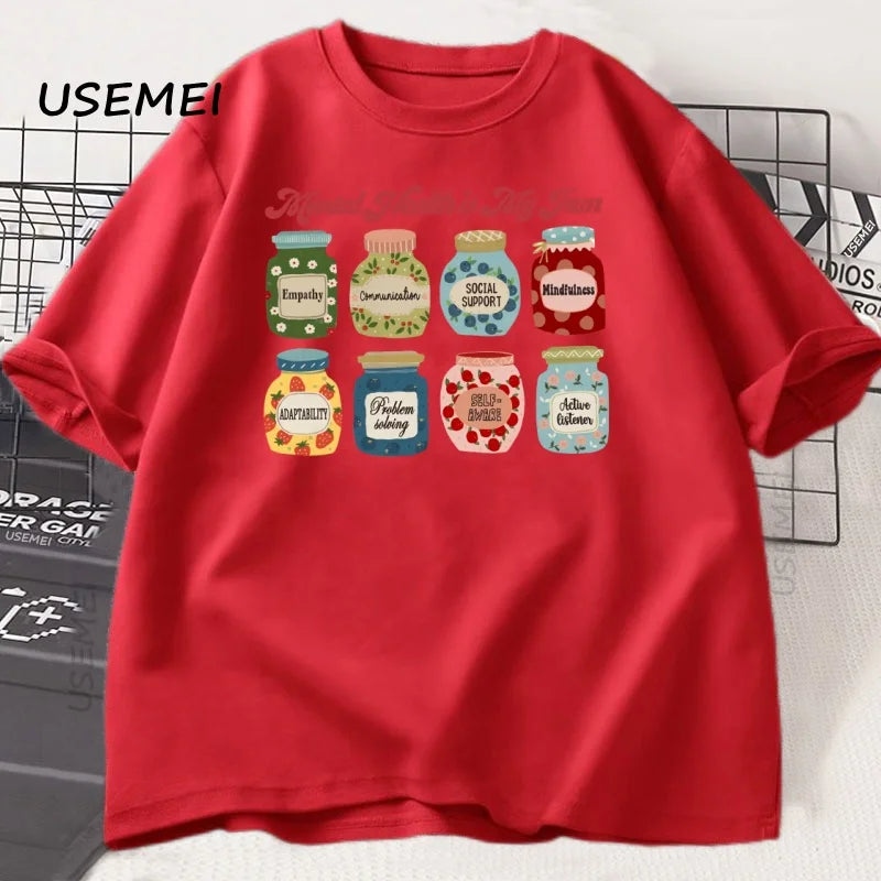 Mental Health T Shirt Men Women Psychologist T-Shirt School Psych Tshirt Casual Cotton Short Sleeve Graphic T Shirts Streetwear
