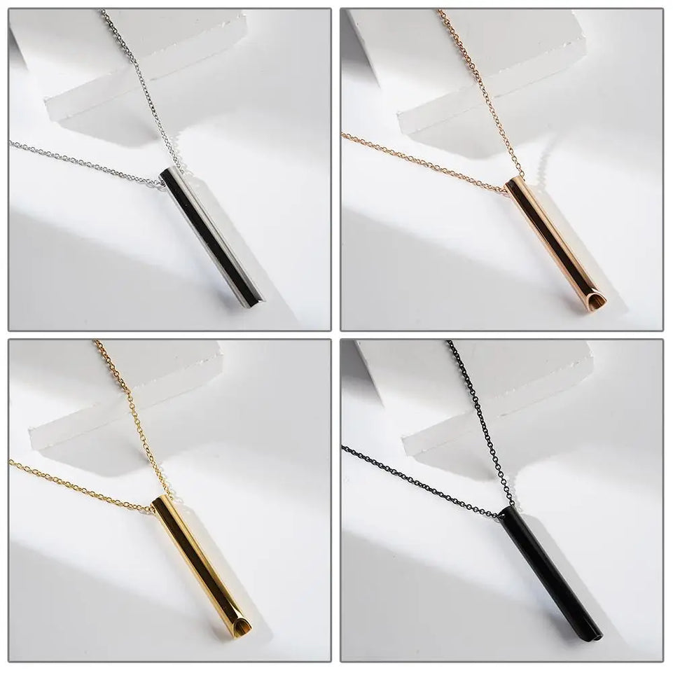 Stainless Steel Mindfulness Breathing Necklace for Women Men Relief Anxiety Pendant Stress Panic Attack Relief Meditation Tool