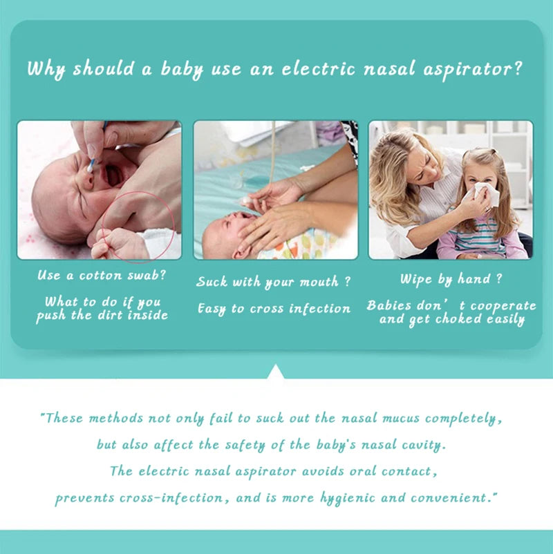 MAMIJOY New Electric Baby Nasal Aspirator Electric Nose Cleaner Sniffling Equipment Safe Hygienic Nose Snot Cleaner For Newborns