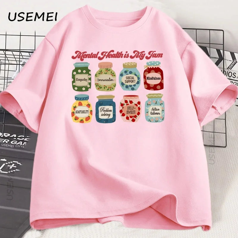 Mental Health T Shirt Men Women Psychologist T-Shirt School Psych Tshirt Casual Cotton Short Sleeve Graphic T Shirts Streetwear