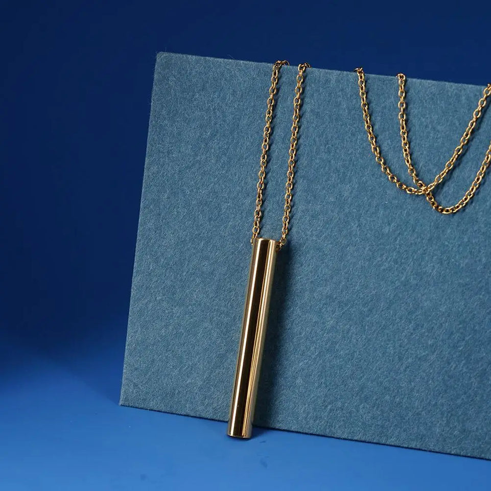 Stainless Steel Mindfulness Breathing Necklace for Women Men Relief Anxiety Pendant Stress Panic Attack Relief Meditation Tool