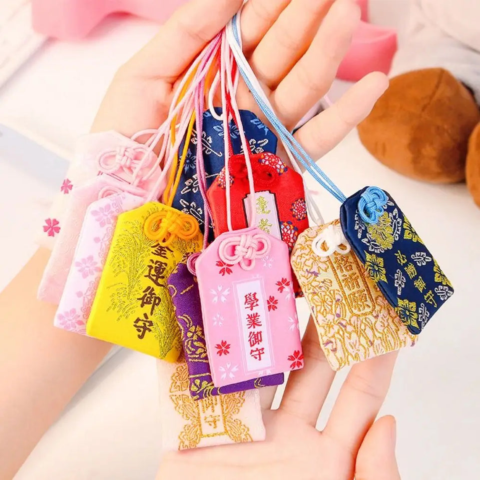 1PC Japanese Prayer Omamori Pray Fortune Beauty Health Safety Lucky Charms Wealth Bag Guard Pendant Keychain Couple Gift