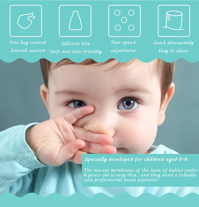 MAMIJOY New Electric Baby Nasal Aspirator Electric Nose Cleaner Sniffling Equipment Safe Hygienic Nose Snot Cleaner For Newborns