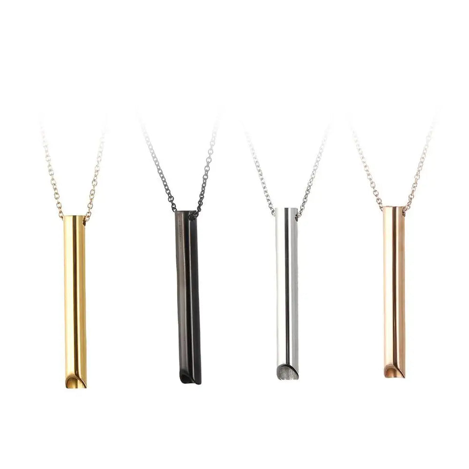 Stainless Steel Mindfulness Breathing Necklace for Women Men Relief Anxiety Pendant Stress Panic Attack Relief Meditation Tool