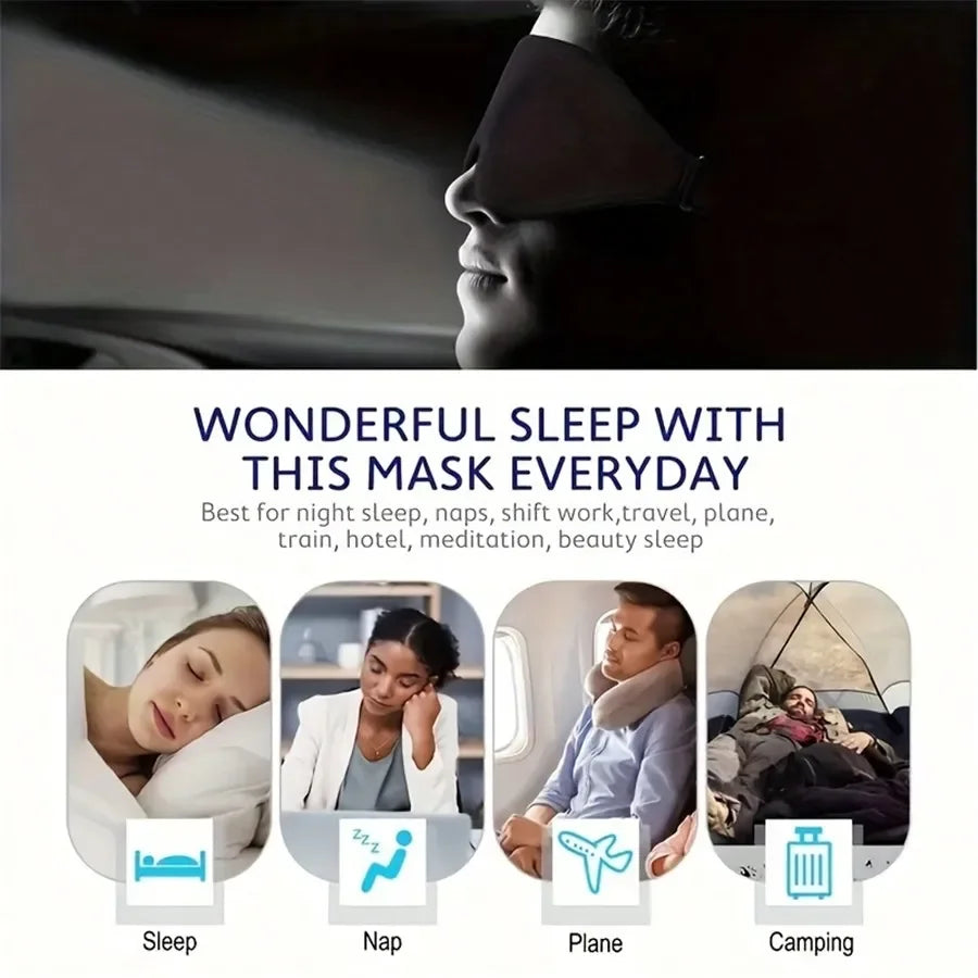 1 Smooth Natural Sleep Mask - Fully Adjustable Shoulder Strap, Suitable for Women and Men - Essential for Travel, Peaceful Sleep