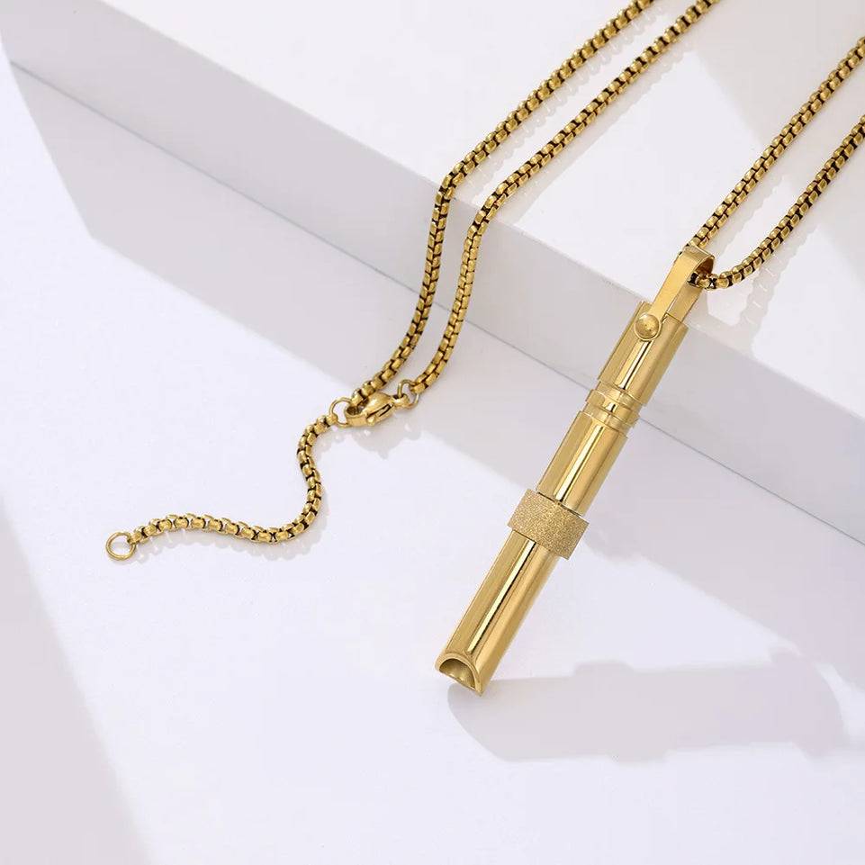 Mindfulness Breathing Necklace Stress Relief Stainless Steel Necklace for Deep Breathing Reminder, Anxiety Reducer for Women Men