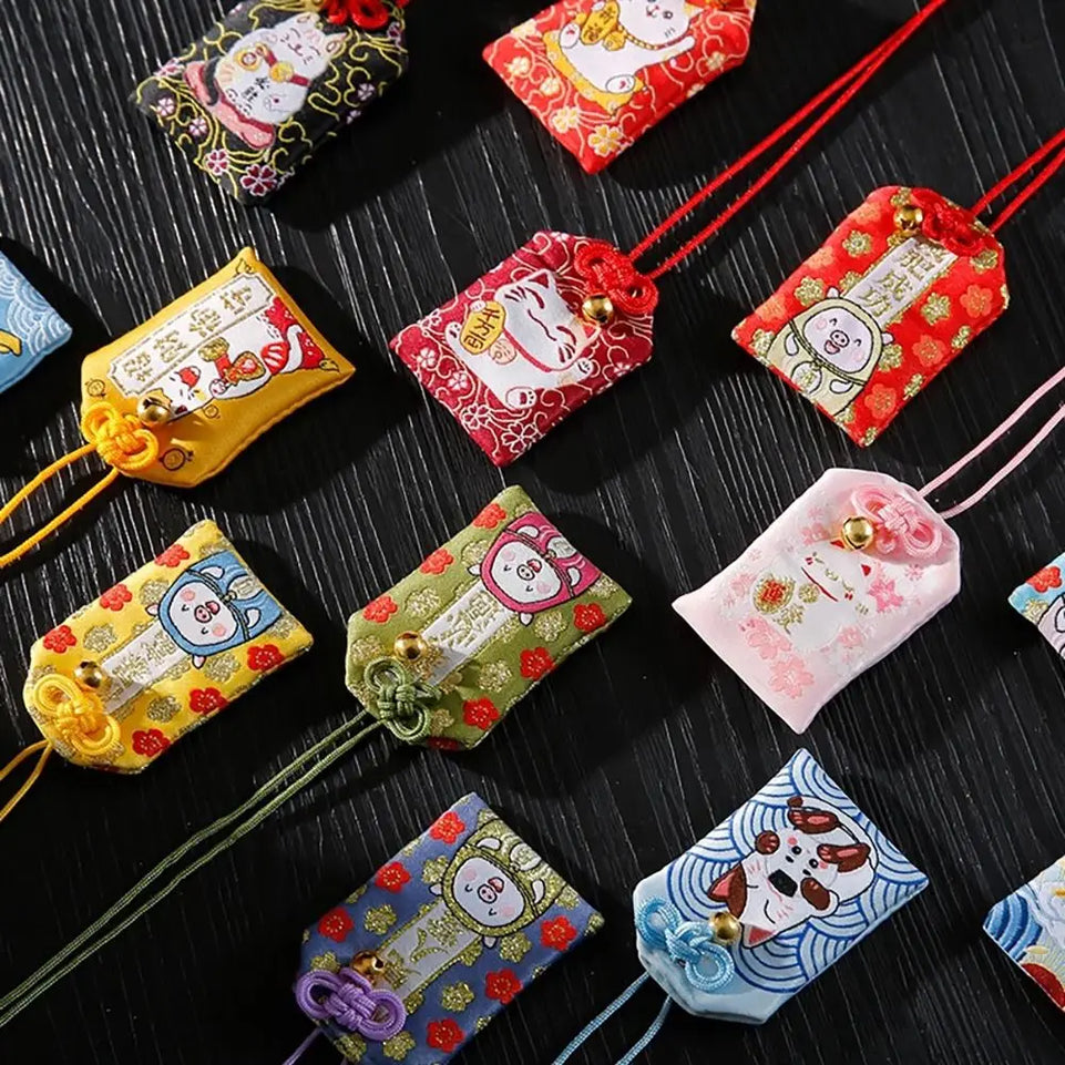 1PC Japanese Prayer Omamori Pray Fortune Beauty Health Safety Lucky Charms Wealth Bag Guard Pendant Keychain Couple Gift