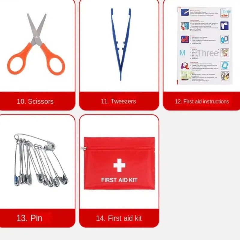 14pcs Small First Aid Kit For Emergency, Home, Camping, Travel,Sports, Office, Outdoor, Car, School Emergency Medical supplies F