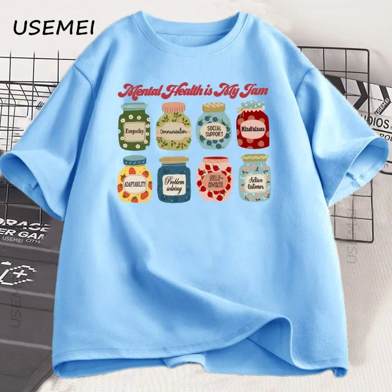 Mental Health T Shirt Men Women Psychologist T-Shirt School Psych Tshirt Casual Cotton Short Sleeve Graphic T Shirts Streetwear