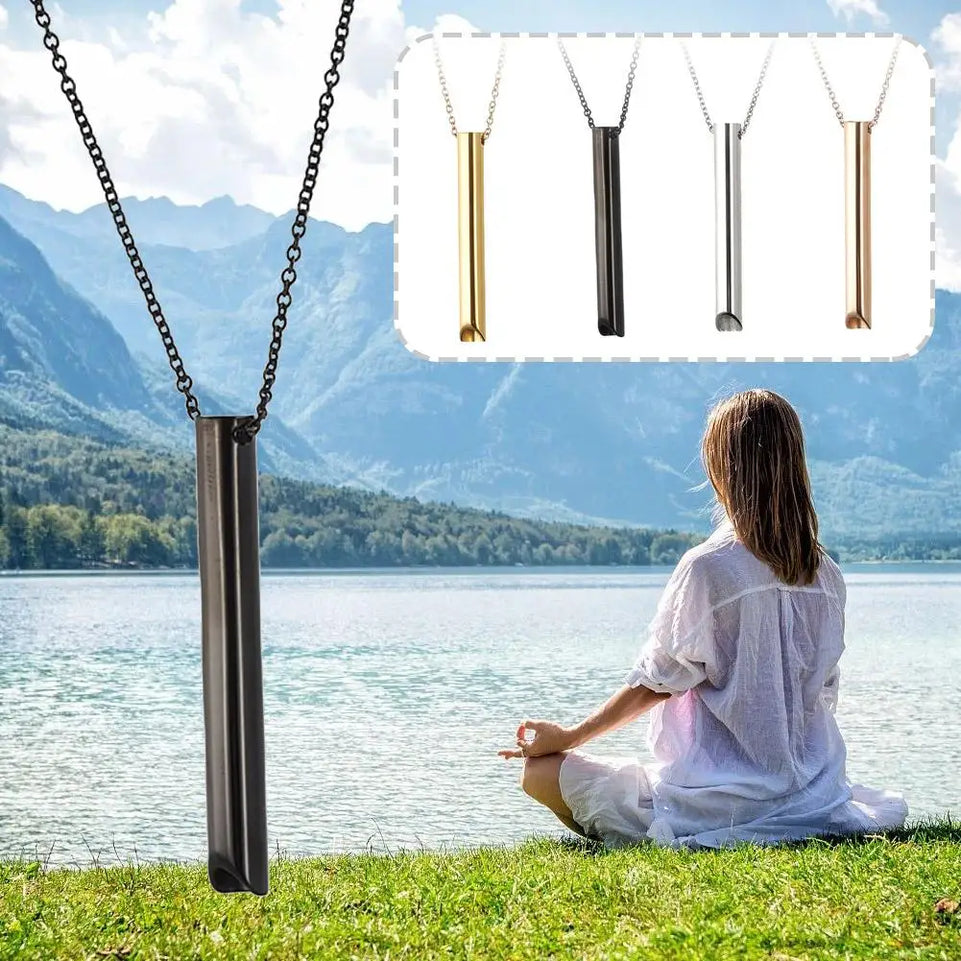 Stainless Steel Mindfulness Breathing Necklace for Women Men Relief Anxiety Pendant Stress Panic Attack Relief Meditation Tool