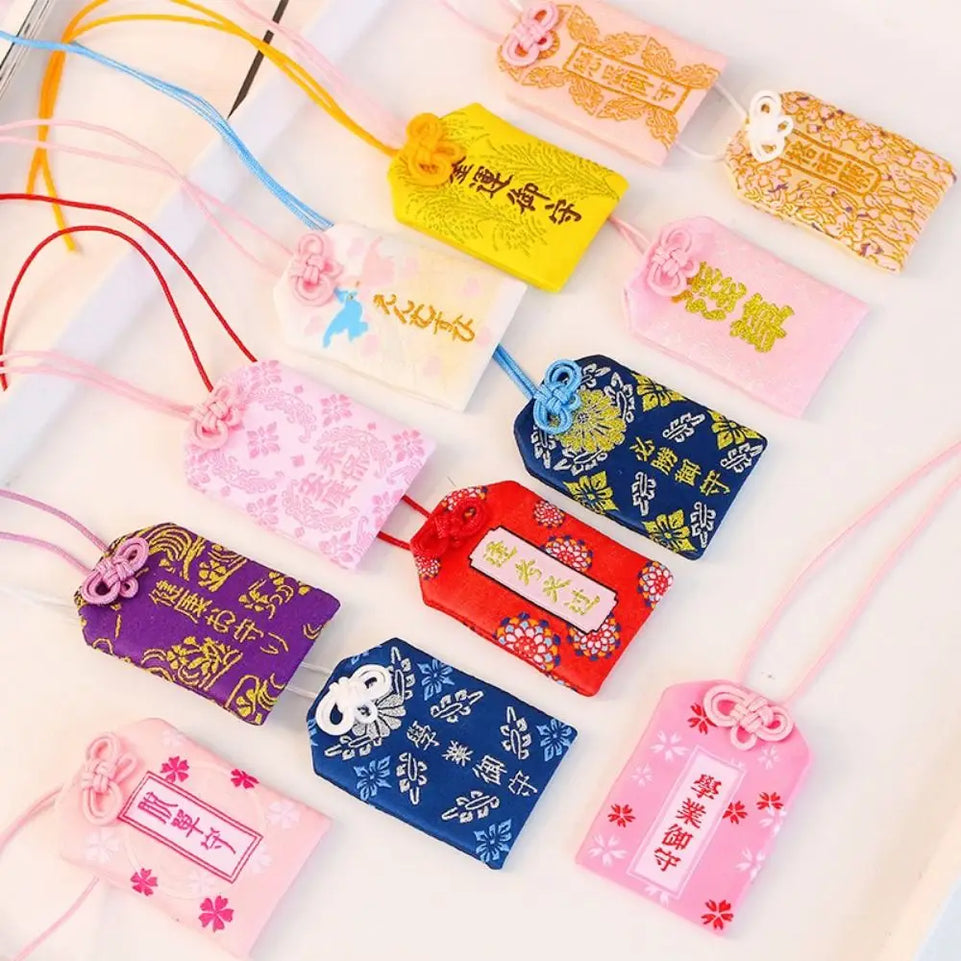 1PC Japanese Prayer Omamori Pray Fortune Beauty Health Safety Lucky Charms Wealth Bag Guard Pendant Keychain Couple Gift