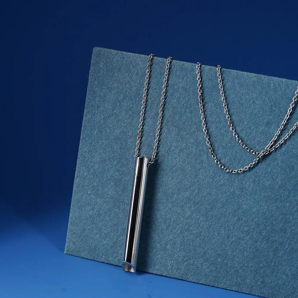 Stainless Steel Mindfulness Breathing Necklace for Women Men Relief Anxiety Pendant Stress Panic Attack Relief Meditation Tool