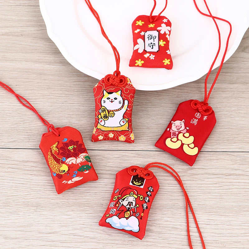 Japanese Prayer Omamori Pray Fortune Beauty Health Safety Lucky Charms Wealth Bag Guard Talisman Pendant Keychain Couple Gift