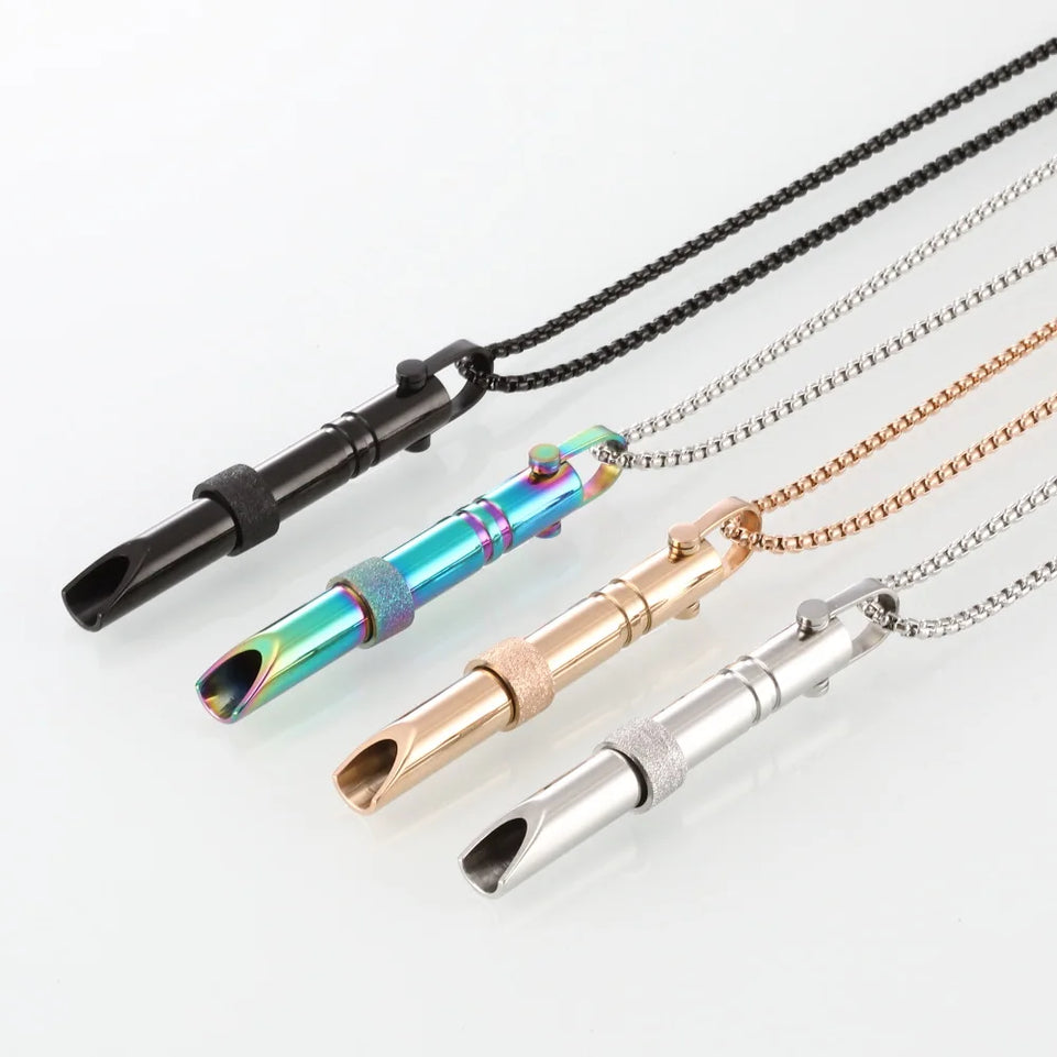 Mindfulness Breathing Necklace Stress Relief Stainless Steel Necklace for Deep Breathing Reminder, Anxiety Reducer for Women Men