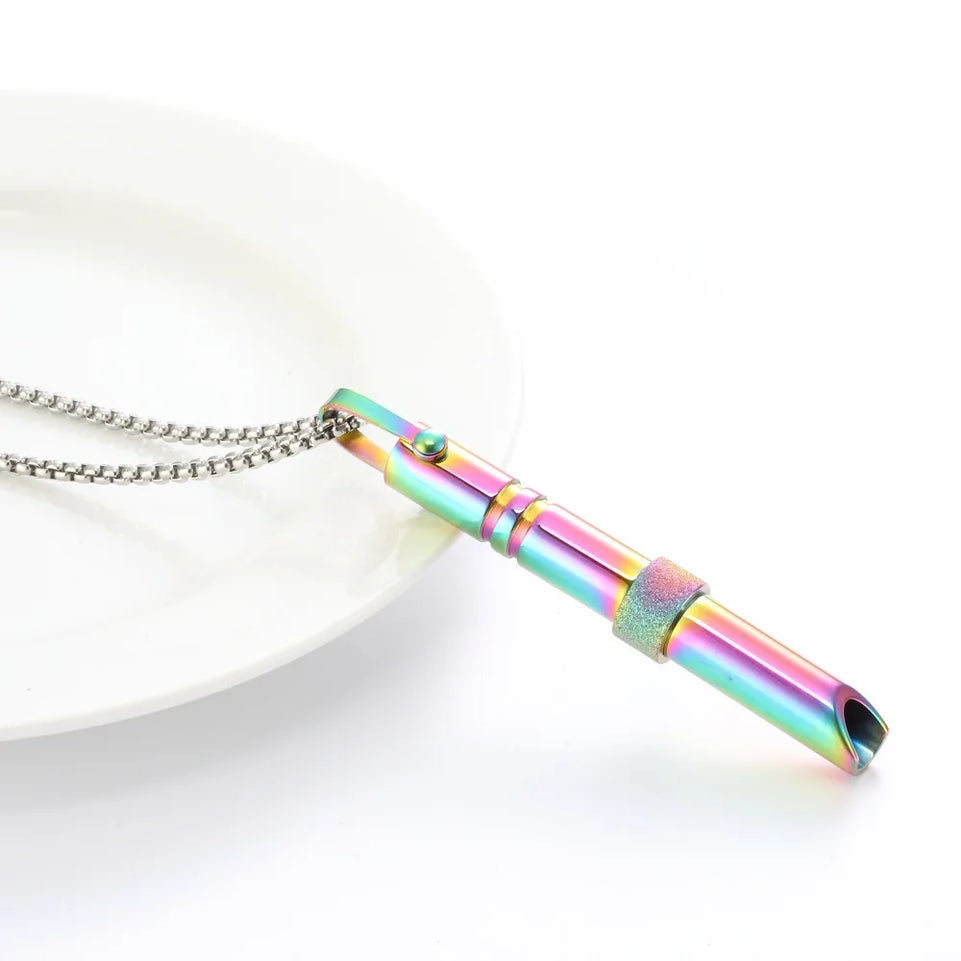 Mindfulness Breathing Necklace Stress Relief Stainless Steel Necklace for Deep Breathing Reminder, Anxiety Reducer for Women Men