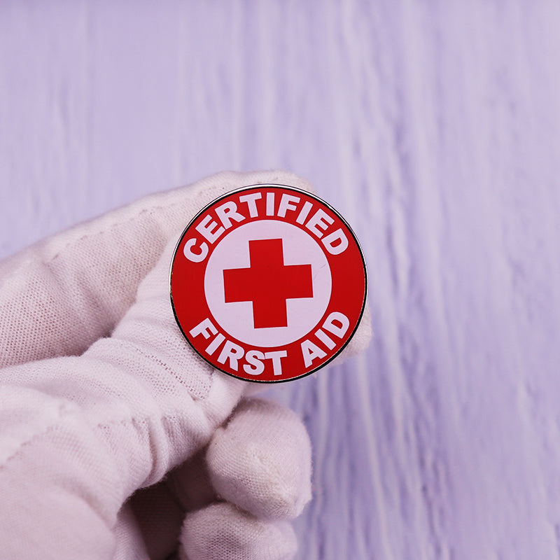 Certified First Aid Pin Health & Safety Button Brooch Badge Doctor Nurse Gift Accessory