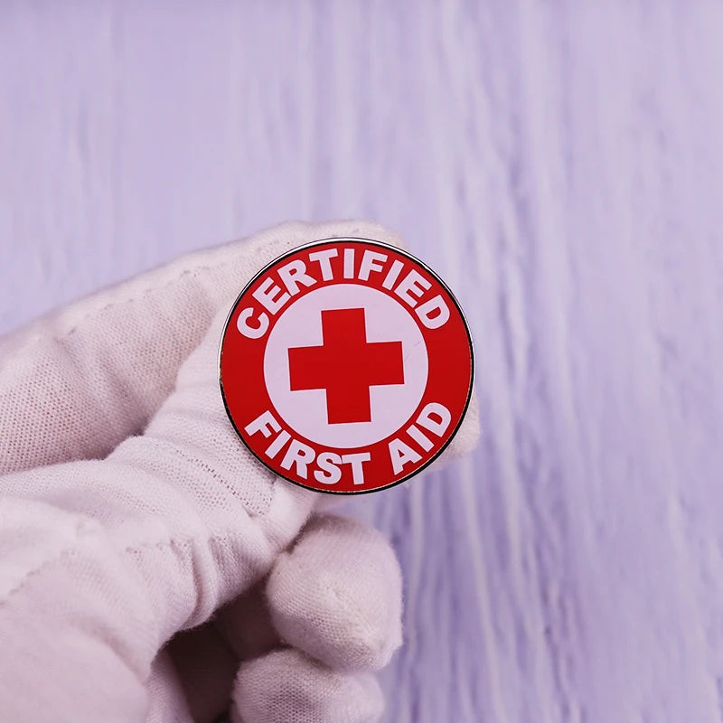 Certified First Aid Pin Health & Safety Button Brooch Badge Doctor Nurse Gift Accessory