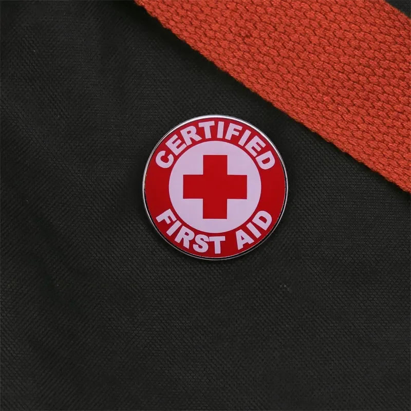 Red Cross Certified First Aid enamel pin Health Safety Medical Nursing Doctors Hospital Badge