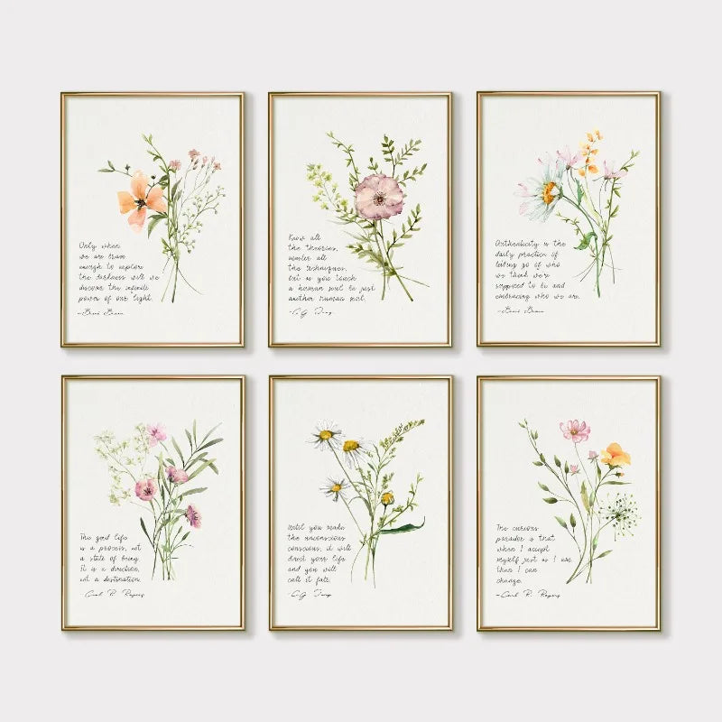 Mental Health Therapy Psychology Quote Poster Carl Jung Carl Rogers Brene Brown Botanic Canvas Painting Wall Art Room Home Decor