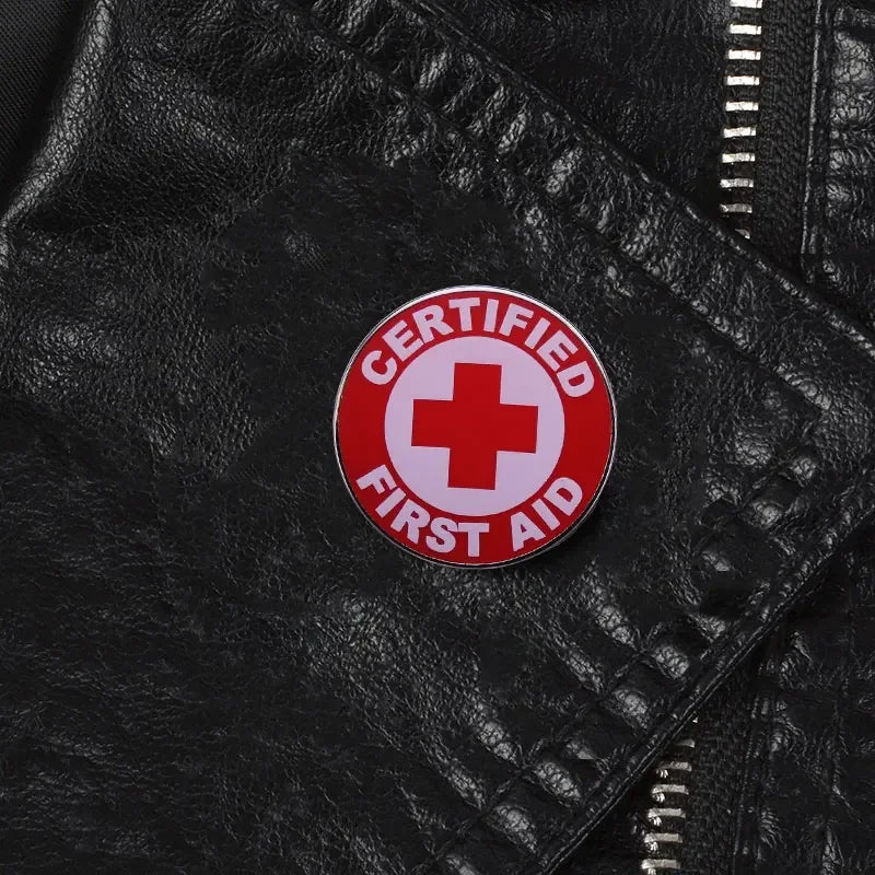 Red Cross Certified First Aid enamel pin Health Safety Medical Nursing Doctors Hospital Badge