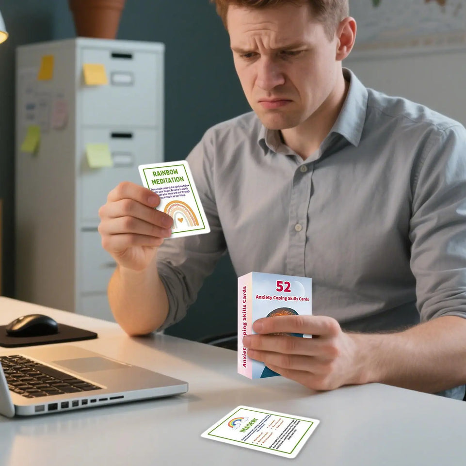 52 Double Sided Mental Health Cards Portable Feelings Emotions Learning Tool for Social Situations Stress Management Mind Brain