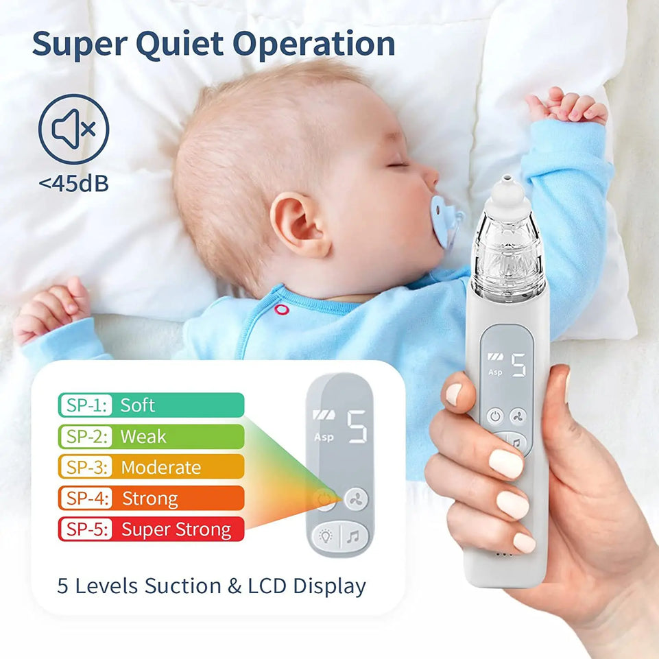 Rechargeable Baby Nose Cleaner Silicone Adjustable Suction Electric Child Nasal Aspirator Health Safety Convenient Low Noise