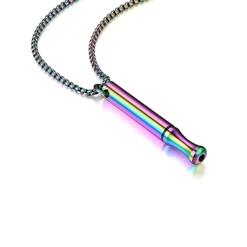 Stainless Steel Mindfulness Breathing Necklace Anxiety Meditation Pendant Relieve Stress Adjustment Tools Couple Party Jewelry