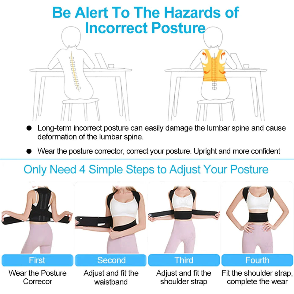 Back Posture Corrector Shoulder Support Belt Upper and Lower Back Pain Relief Improve Spine Clavicle Brace Posture Vest belt