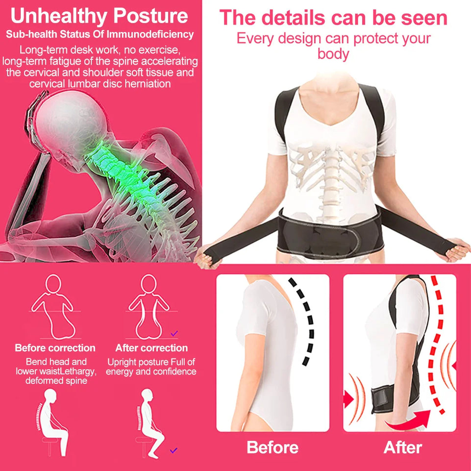 Back Posture Corrector Shoulder Support Belt Upper and Lower Back Pain Relief Improve Spine Clavicle Brace Posture Vest belt