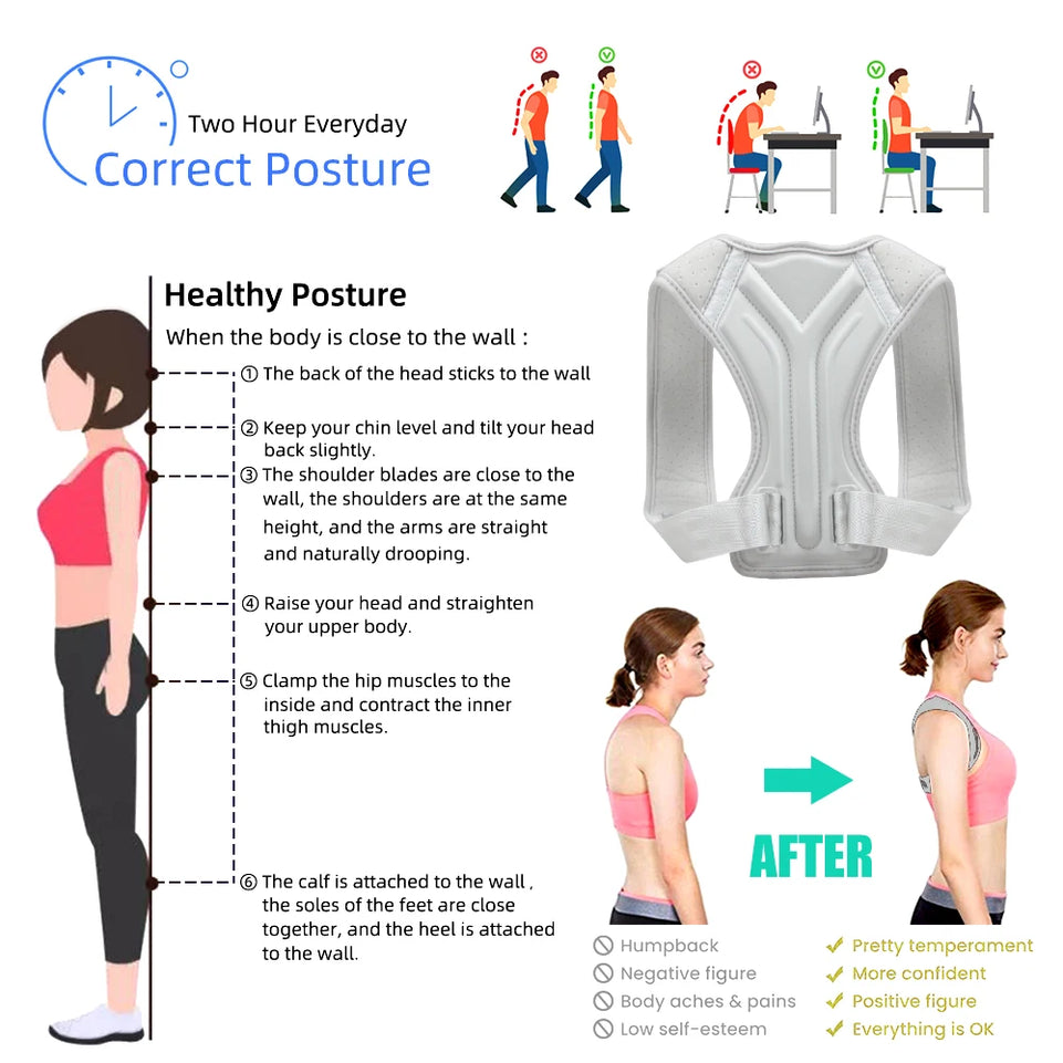 Posture Corrector for Men & Women (1PC) - Adjustable Back Brace for Shoulder Pain Relief & Instant Posture Improvement