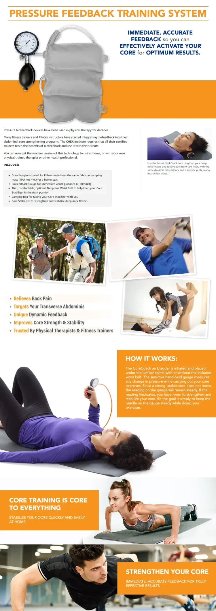 Stable Pressure Biofeedback Using Lumbar Stabilizer To Improve Your Posture and Relieve Back Pain