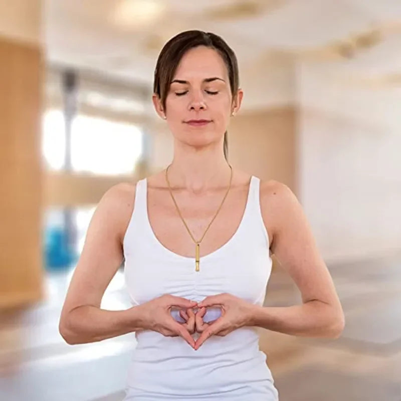 Stainless Steel Mindfulness Breathing Necklace Anxiety Meditation Pendant Relieve Stress Adjustment Tools Couple Party Jewelry