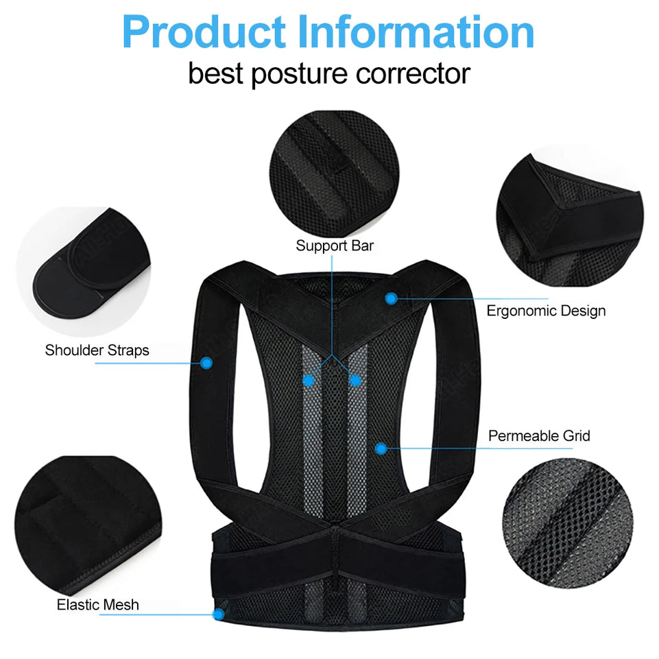 Back Posture Corrector Shoulder Support Belt Upper and Lower Back Pain Relief Improve Spine Clavicle Brace Posture Vest belt