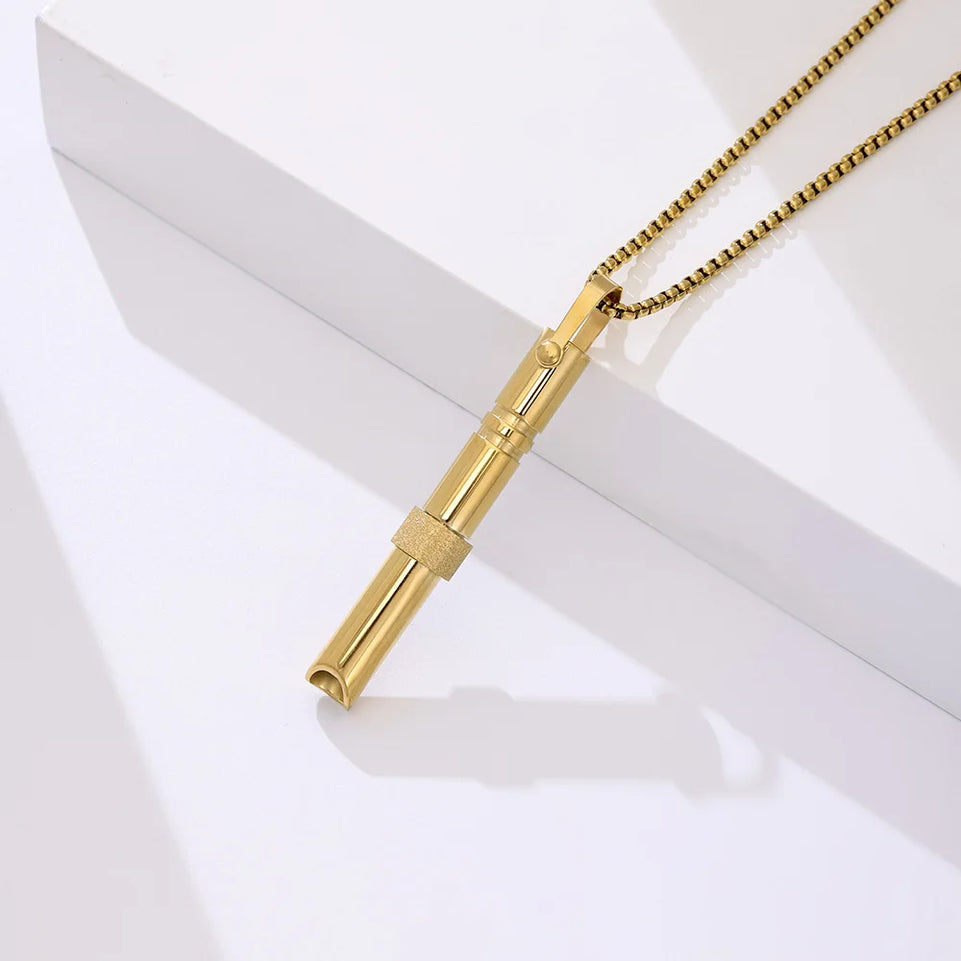 Mindfulness Breathing Necklace Stress Relief Stainless Steel Necklace for Deep Breathing Reminder, Anxiety Reducer for Women Men