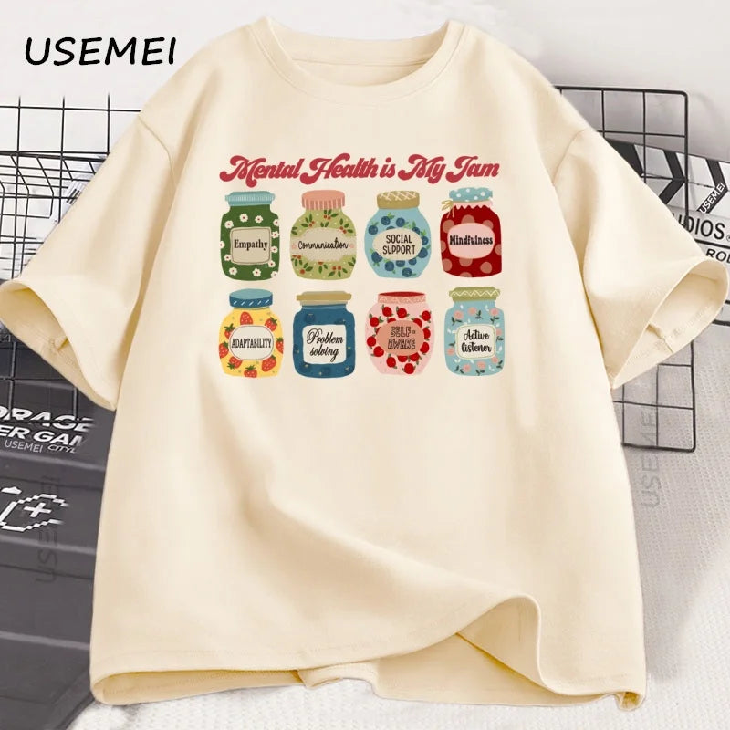 Mental Health T Shirt Men Women Psychologist T-Shirt School Psych Tshirt Casual Cotton Short Sleeve Graphic T Shirts Streetwear