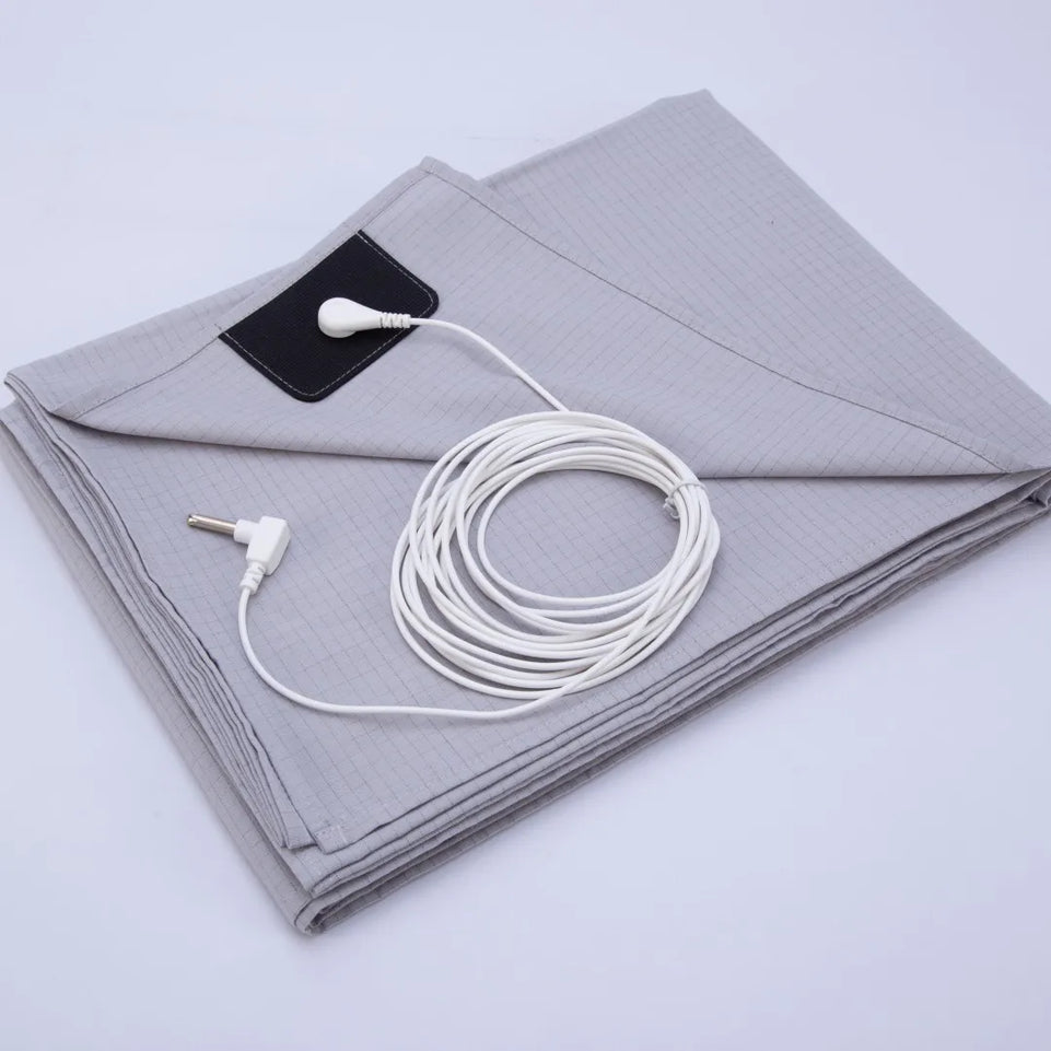 Grounding Flatted Bed Sheets with 10% Silver Fiber & Organic Cotton- Conductive with Grounding Cord, Grounding Keep Good Sleep