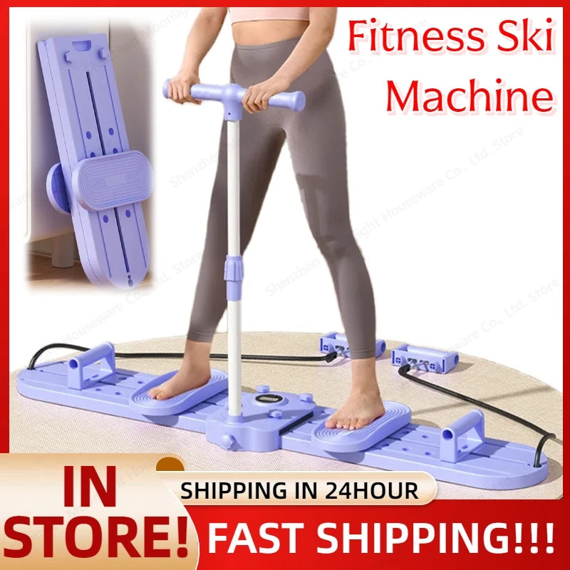Portable Ski Machine for Fitness Home Workout Durable Cross-Training Exercise Equipment for Full Body Cardio Workout Gym