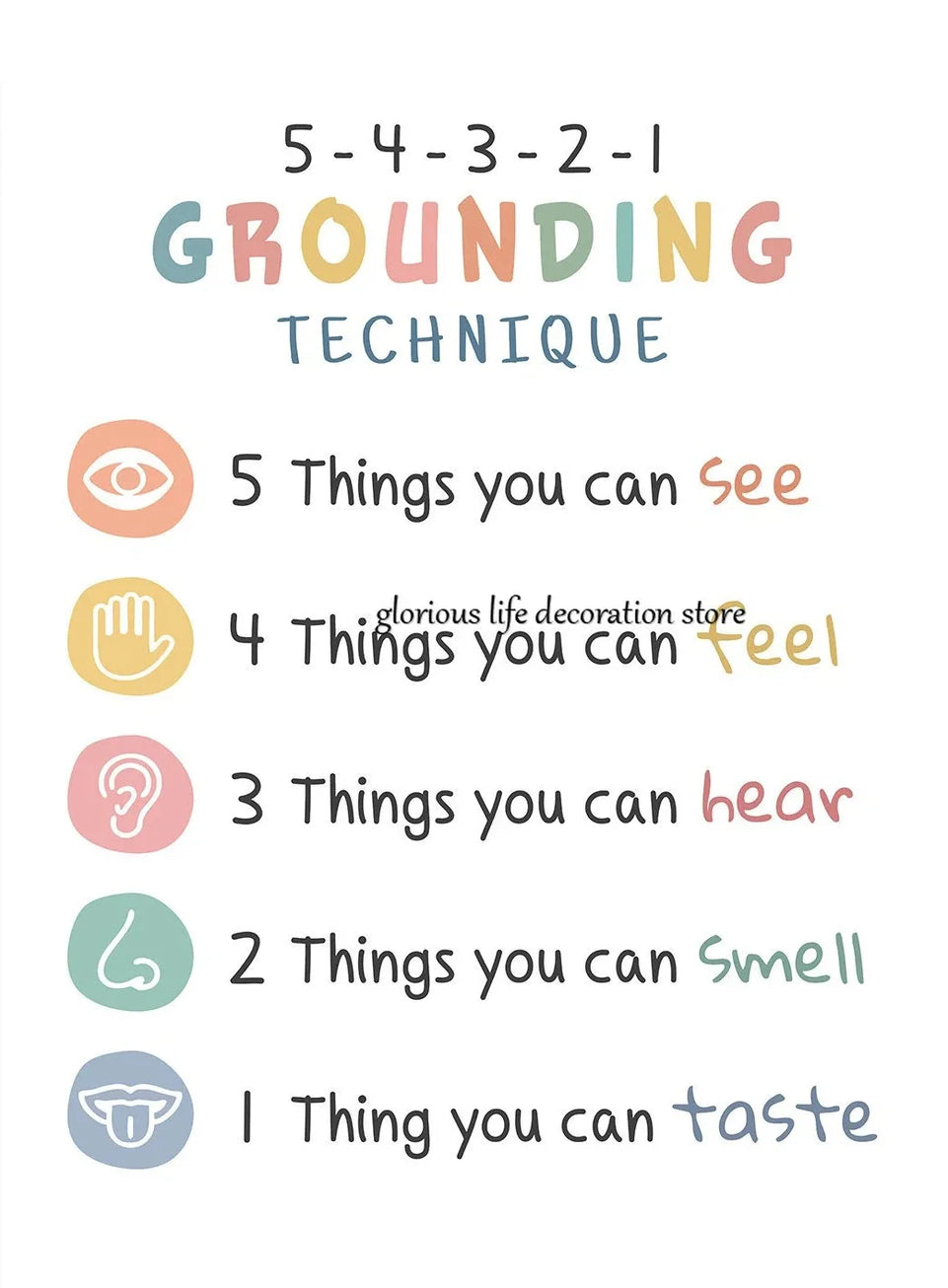 Mental Health Psychology Coping Skills Poster Poster Print Canvas Painting Wall Art Picture for School Kids Calming Corner Decor