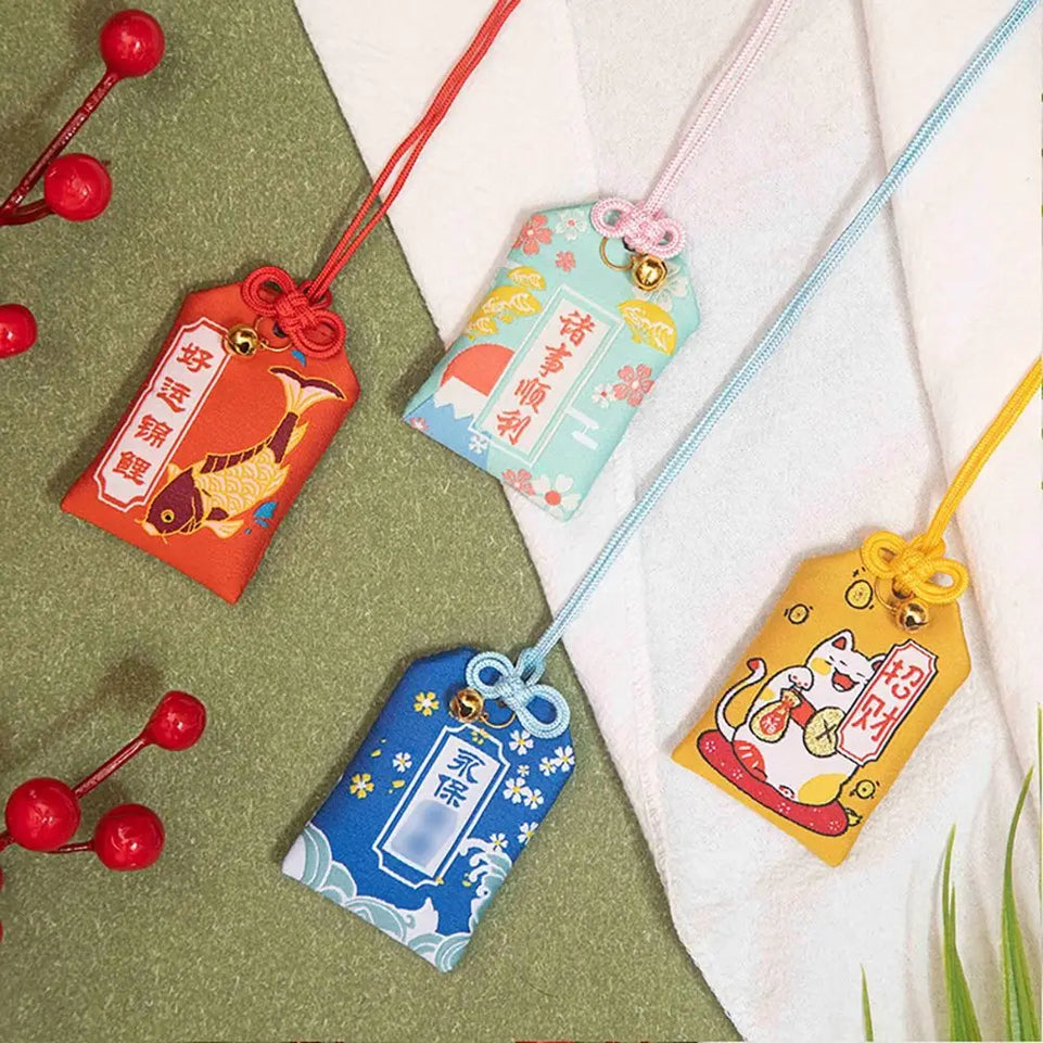 1Pcs New Japanese Prayer Omamori Pray Fortune Beauty Health Safety Lucky Charms Wealth Bag Guard Pendant Keychain Couple Gift